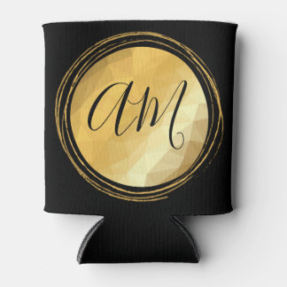 Gold chic metallic frame custom monogram letters can cooler