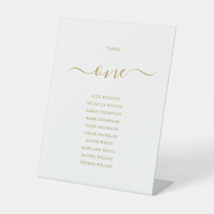 Gold Chic Script Table Number Seating Chart Pedestal Sign