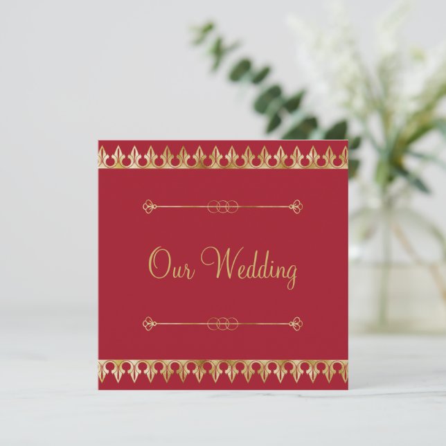 Gold Chic Wedding Invitation (Standing Front)