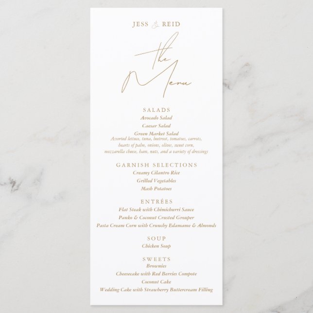 Gold Chic Wedding Menu (Front)