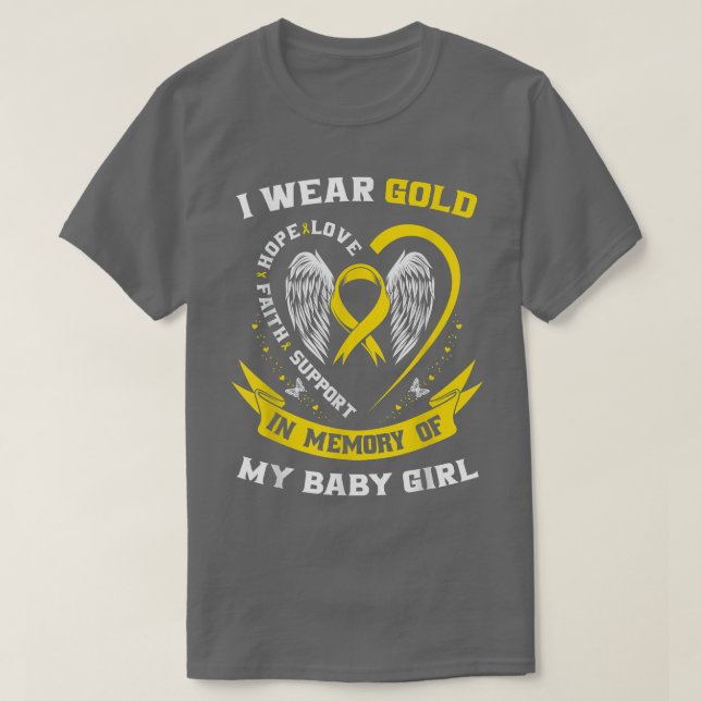 Gold Childhood Cancer Awareness Daughter Baby Girl T-Shirt (Design Front)