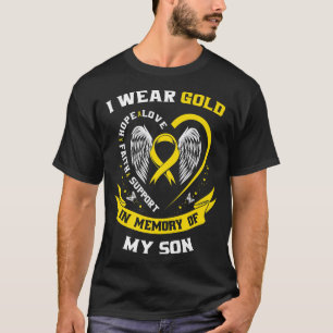 Gold Childhood Cancer Awareness Mum Dad In Memory T-Shirt