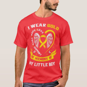 Gold Childhood Cancer Awareness Son Little Boy In T-Shirt