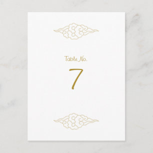 Gold Chinese Clouds Wedding Table Number Cards
