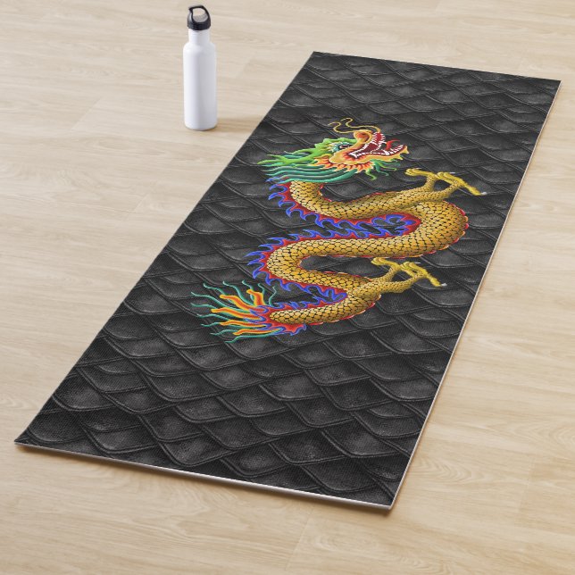 Gold Chinese Dragon Yoga Mat (In Situ)