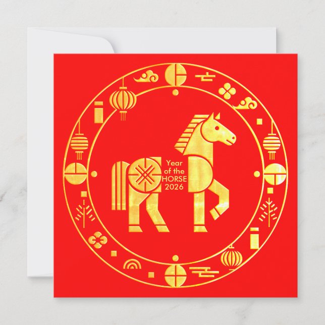 Gold Chinese new year 2026 Holiday Card (Front)