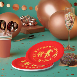 Gold Chinese new year 2026 Paper Plate