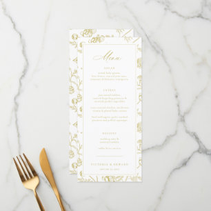 Gold Chinoiserie Floral Wedding Menu