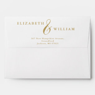 Gold Chinoiserie Floral Wedding Return Address Envelope
