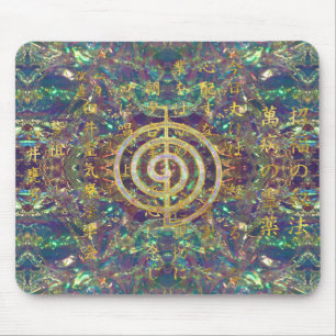Gold Choku Rei Symbol and Reiki Precepts Mouse Pad