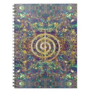 Gold Choku Rei Symbol and Reiki Precepts Notebook