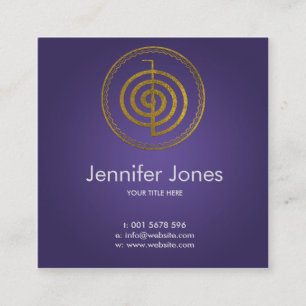 Gold Choku Rei Symbol in lotus Square Business Card
