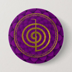 Gold Choku Rei Symbol on lotus 7.5 Cm Round Badge