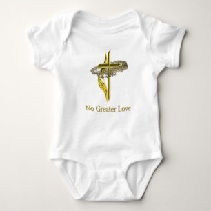 gold christian cross baby bodysuit