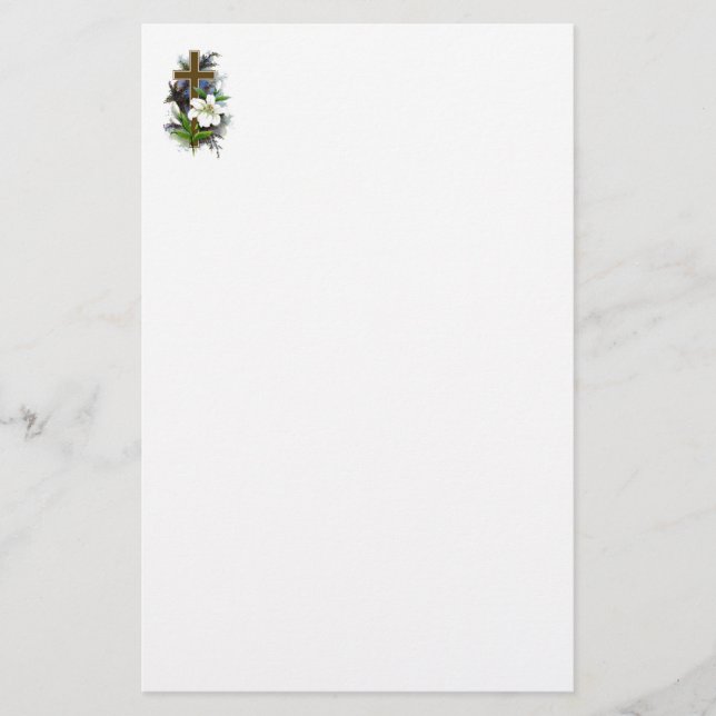 Gold Christian Cross Stationery (Front)