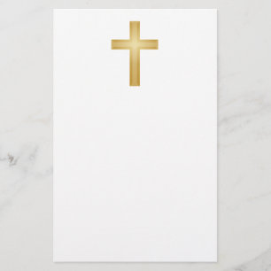 Gold Christian Cross Stationery