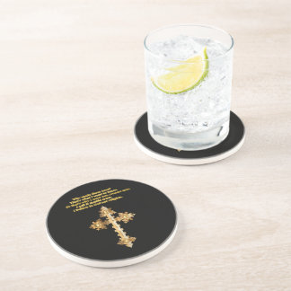 Gold Christian Fun cross with funny saying Coaster