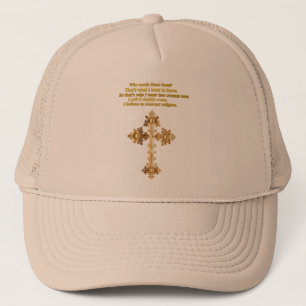 Gold Christian Fun cross with funny saying Trucker Hat