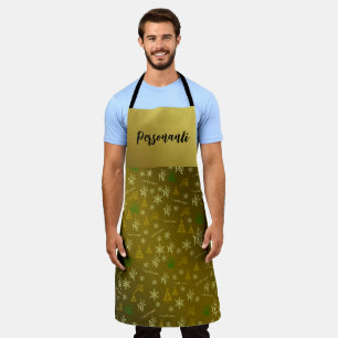 gold christmas apron