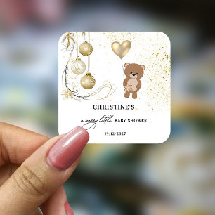 Gold Christmas Baby Shower Square Sticker