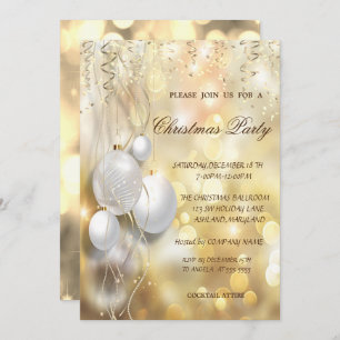 Gold,Christmas Balls Company Christmas Party Invitation