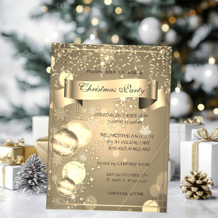 Gold,Christmas Balls Company Christmas Party Invitation
