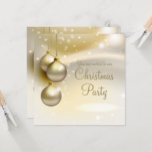 Gold Christmas Balls on Gold Christmas Party Invitation
