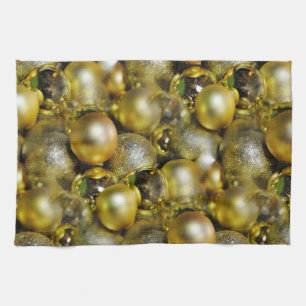 Gold Christmas Baubles Tea Towel