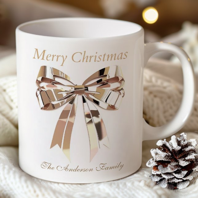 Gold Christmas Bow Mug | Custom Name (Creator Uploaded)