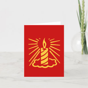 gold Christmas candle graphic design red note card