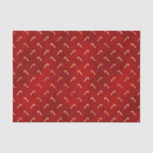 Gold Christmas Candy Canes on Red Tissue Paper
