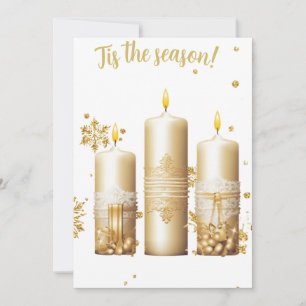 Gold Christmas Card with Candles