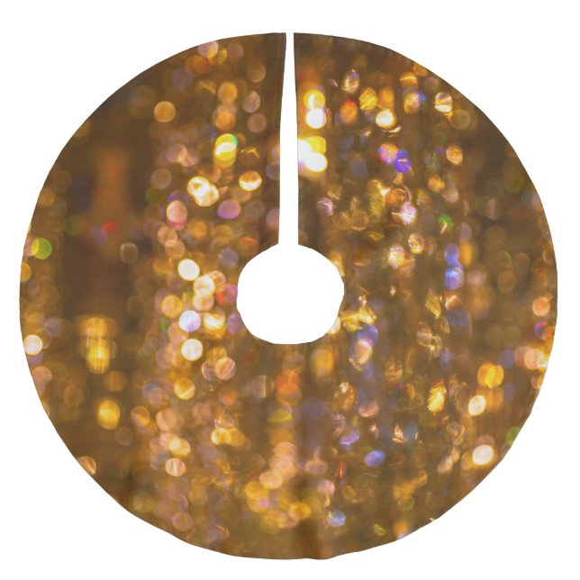 Gold Christmas: Defocused Abstract Background Brushed Polyester Tree Skirt (Front)