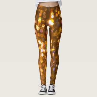 Gold Christmas: Defocused Abstract Background Leggings