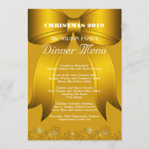 Gold Christmas Dinner Custom Menu