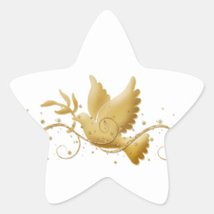 Gold Christmas dove of peace christian event stick Star Sticker