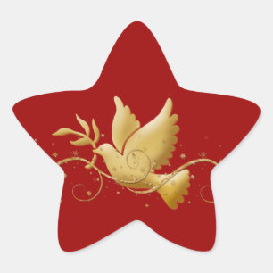Gold Christmas dove of peace christian event stick Star Sticker