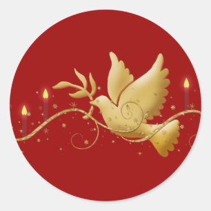 Gold Christmas dove peace elegant Classic Round Sticker