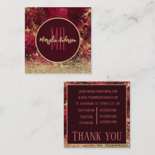GOLD CHRISTMAS FIRE OPAL GLITTER CUSTOM MONOGRAM SQUARE BUSINESS CARD