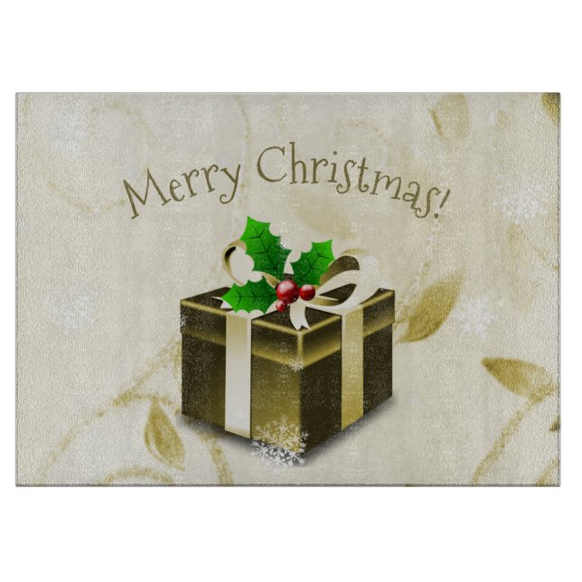 Gold Christmas Gift Cutting Board (Front)