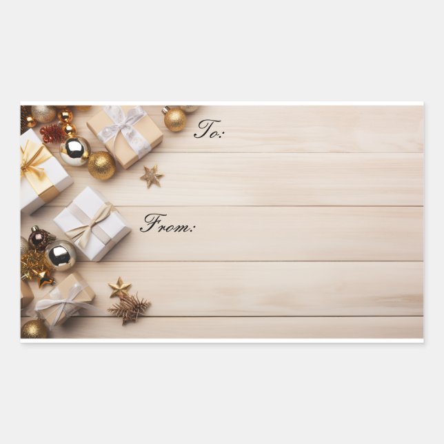 Gold Christmas gift label stickers (Front)