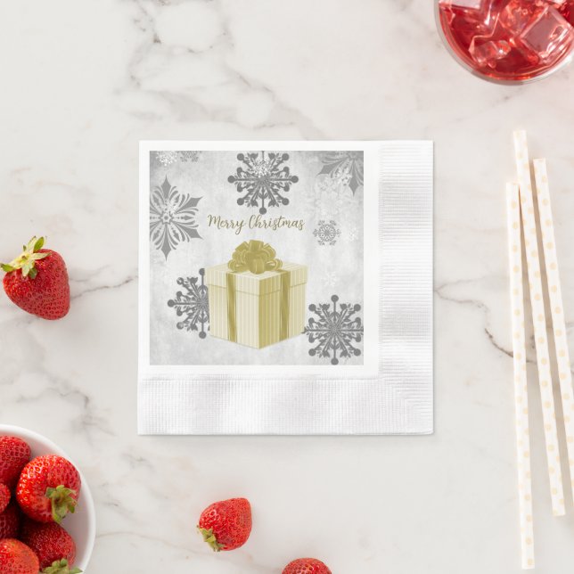 Gold Christmas Gift Paper Napkin (Insitu)