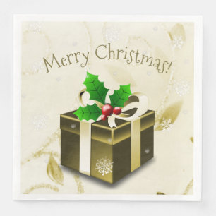 Gold Christmas Gift Paper Napkin