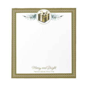 Gold Christmas Gift Personalized Notepad