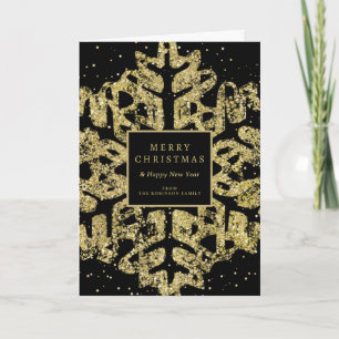 Gold Christmas Glitter Snowflake Corporate Black Holiday Card
