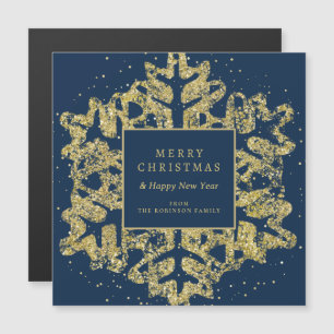 Gold Christmas Glitter Snowflake Corporate Navy