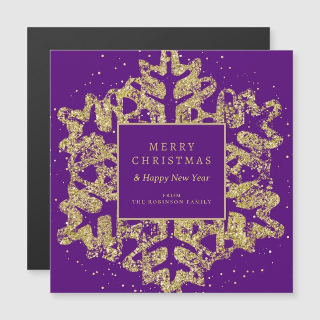 Gold Christmas Glitter Snowflake Corporate Purple  (Front/Back)