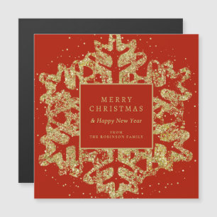 Gold Christmas Glitter Snowflake Corporate Red 