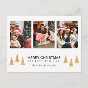 Gold Christmas Holiday Postcard