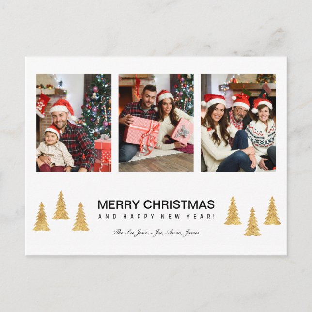 Gold Christmas Holiday Postcard (Front)